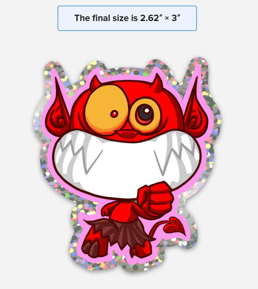 Sriracha Excited Glitter Sticker